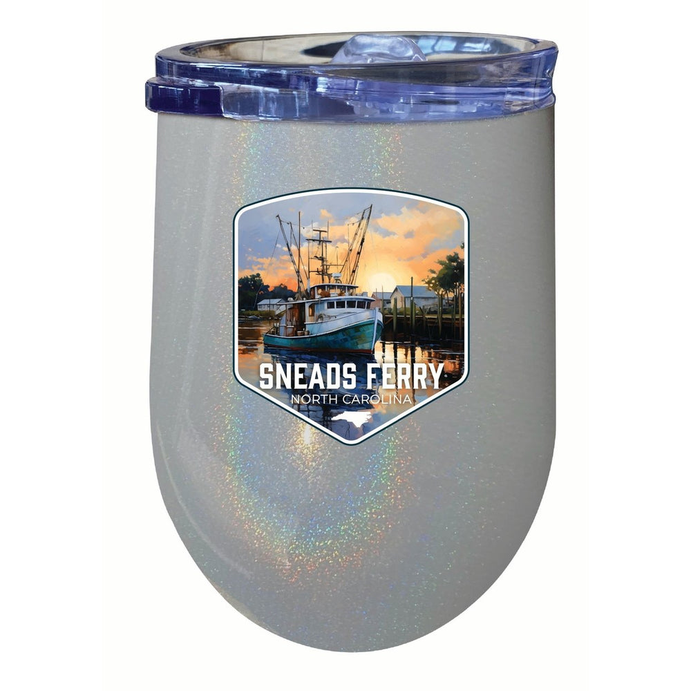 Sneads Ferry North Carolina Shrimp Boat Design Souvenir 12 oz Insulated Wine Stainless Steel Tumbler Image 2