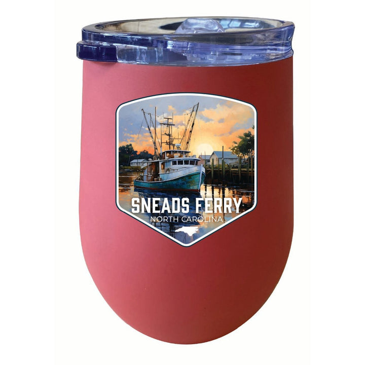 Sneads Ferry North Carolina Shrimp Boat Design Souvenir 12 oz Insulated Wine Stainless Steel Tumbler Image 3