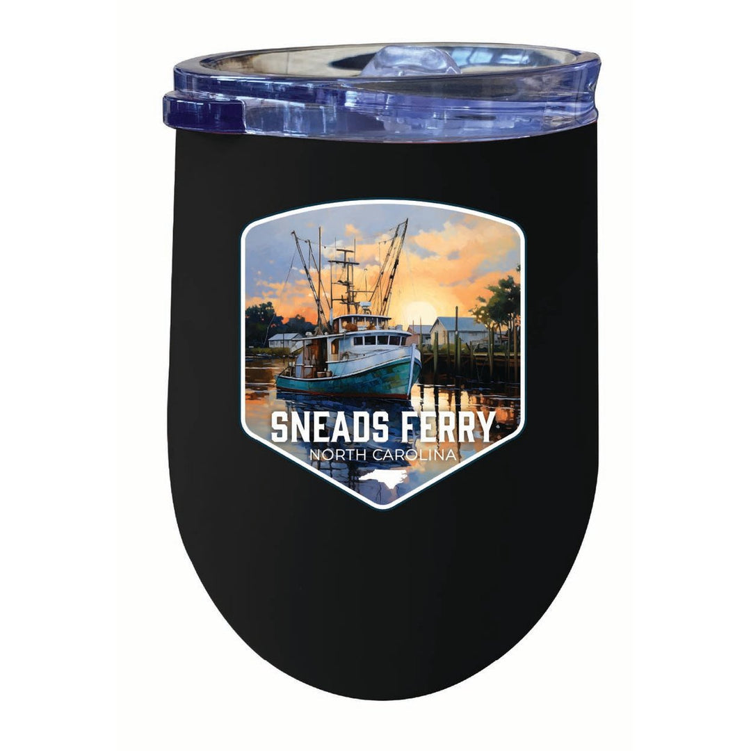 Sneads Ferry North Carolina Shrimp Boat Design Souvenir 12 oz Insulated Wine Stainless Steel Tumbler Image 4