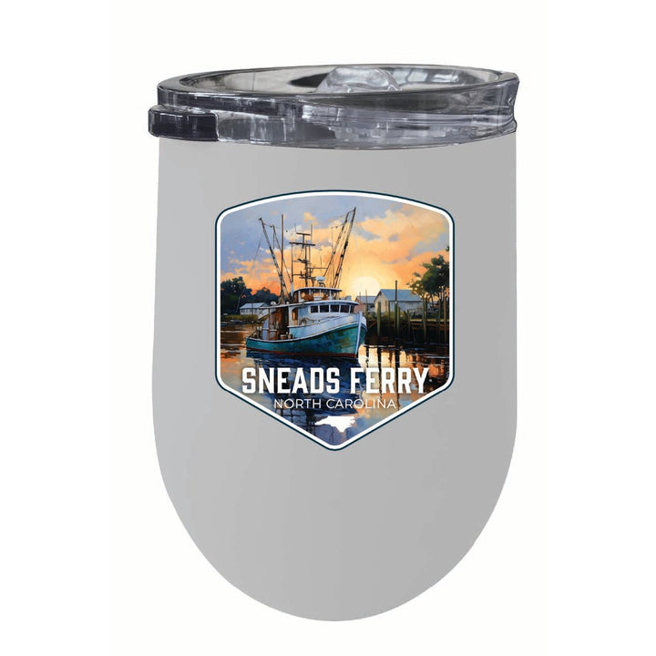 Sneads Ferry North Carolina Shrimp Boat Design Souvenir 12 oz Insulated Wine Stainless Steel Tumbler Image 4