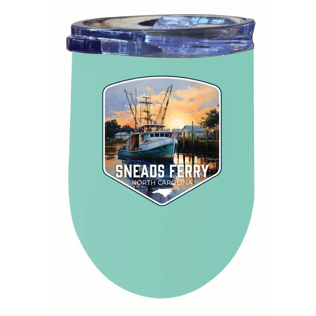 Sneads Ferry North Carolina Shrimp Boat Design Souvenir 12 oz Insulated Wine Stainless Steel Tumbler Image 6