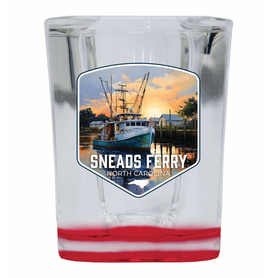 Sneads Ferry North Carolina Shrimp Boat Design Souvenir 2 Ounce Shot Glass Square Image 1