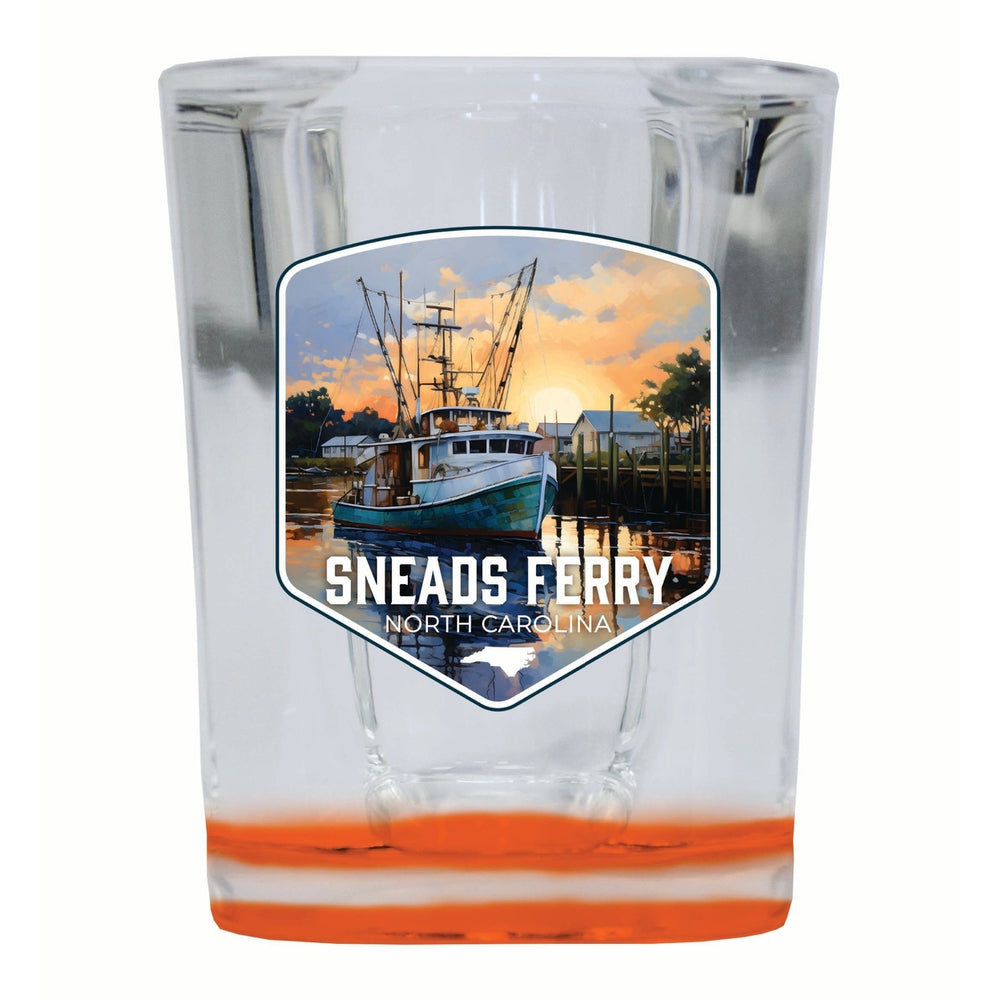 Sneads Ferry North Carolina Shrimp Boat Design Souvenir 2 Ounce Shot Glass Square Image 2