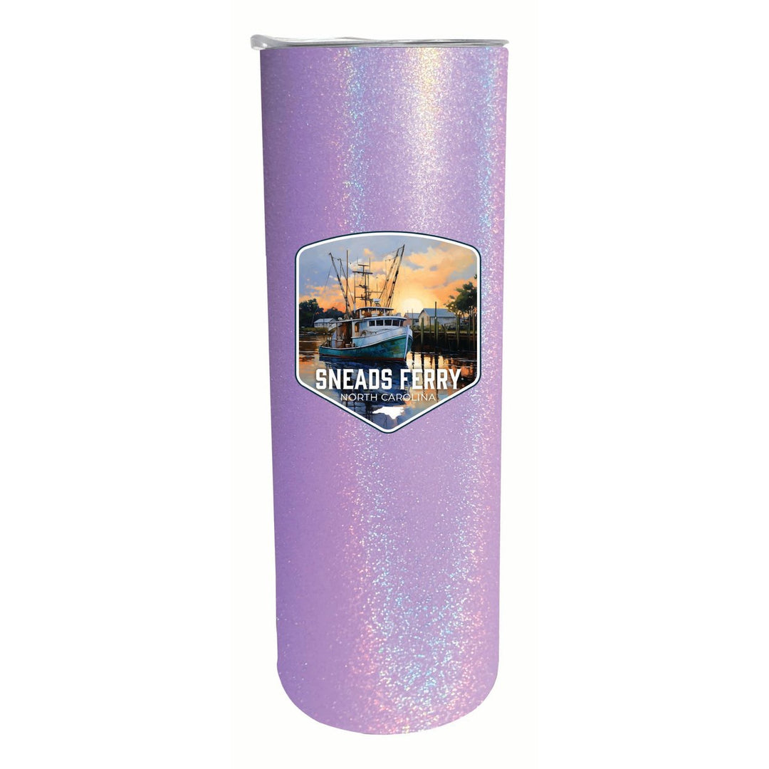 Sneads Ferry North Carolina Shrimp Boat Design Souvenir 20 oz Insulated Stainless Steel Skinny Tumbler Image 2