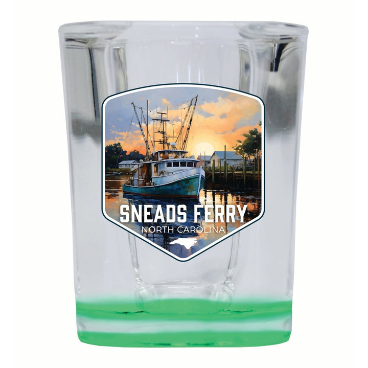 Sneads Ferry North Carolina Shrimp Boat Design Souvenir 2 Ounce Shot Glass Square Image 3