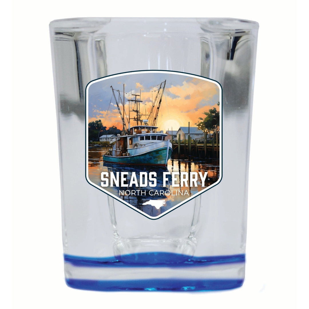 Sneads Ferry North Carolina Shrimp Boat Design Souvenir 2 Ounce Shot Glass Square Image 4