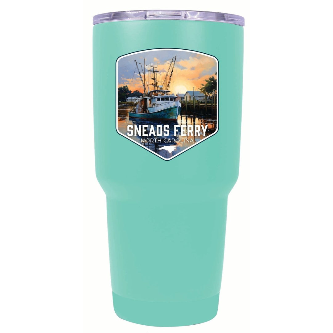 Sneads Ferry North Carolina Shrimp Boat Design Souvenir 24 oz Insulated Stainless Steel Tumbler Image 1