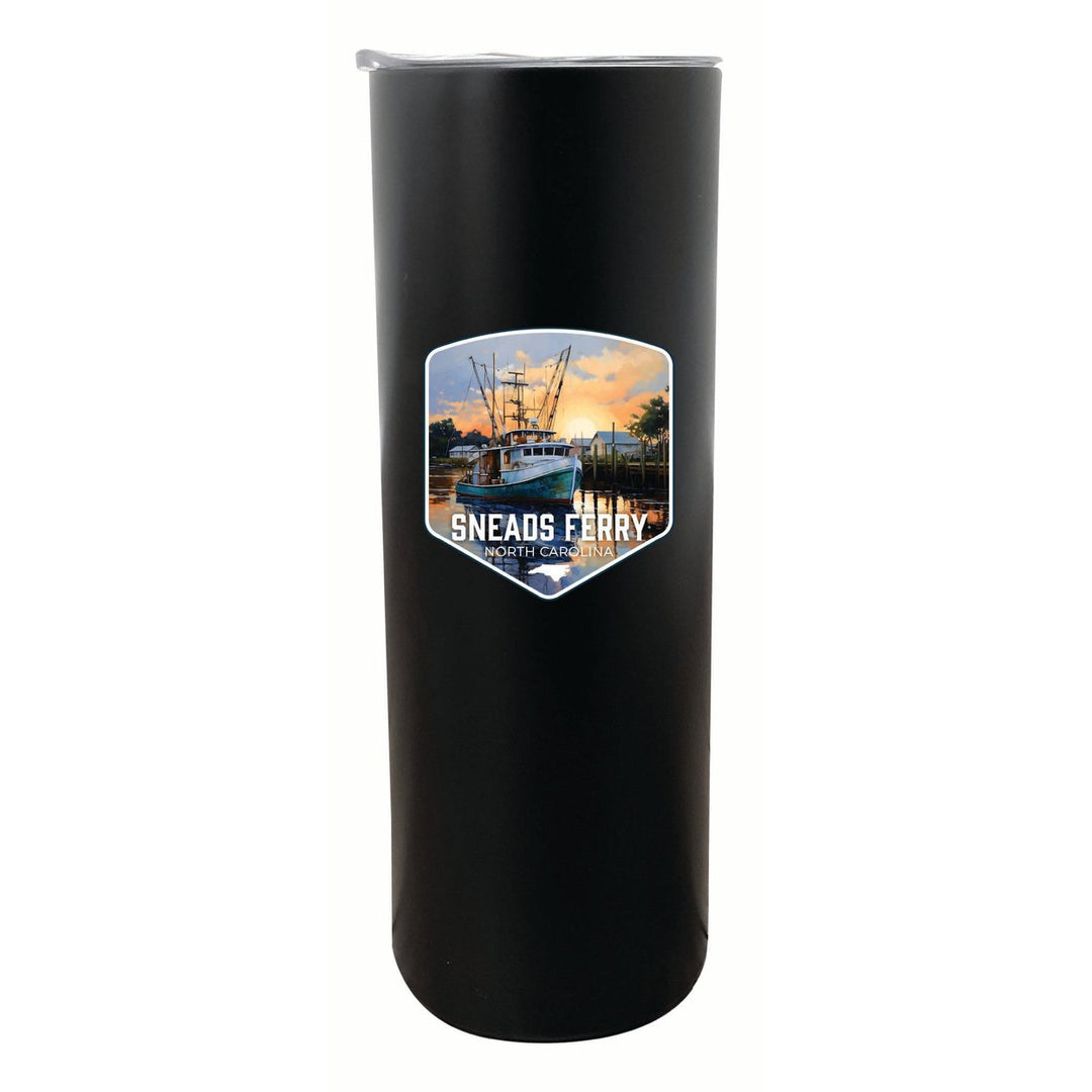 Sneads Ferry North Carolina Shrimp Boat Design Souvenir 20 oz Insulated Stainless Steel Skinny Tumbler Image 1