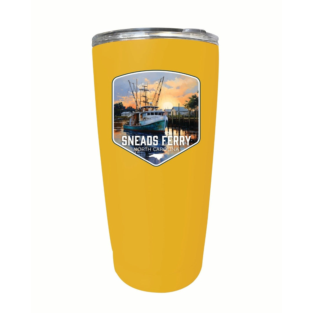 Sneads Ferry North Carolina Shrimp Boat Design Souvenir 16 oz Insulated Tumbler STAINLESS STEEL Image 3