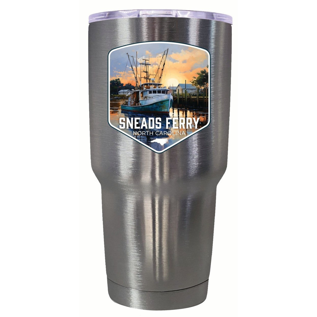 Sneads Ferry North Carolina Shrimp Boat Design Souvenir 24 oz Insulated Stainless Steel Tumbler Image 2