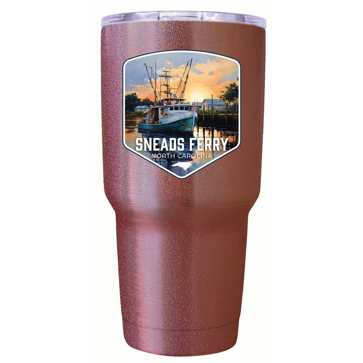 Sneads Ferry North Carolina Shrimp Boat Design Souvenir 24 oz Insulated Stainless Steel Tumbler Image 3