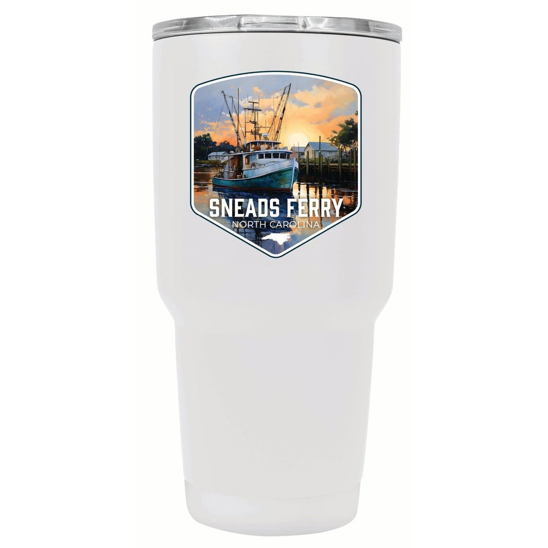 Sneads Ferry North Carolina Shrimp Boat Design Souvenir 24 oz Insulated Stainless Steel Tumbler Image 4