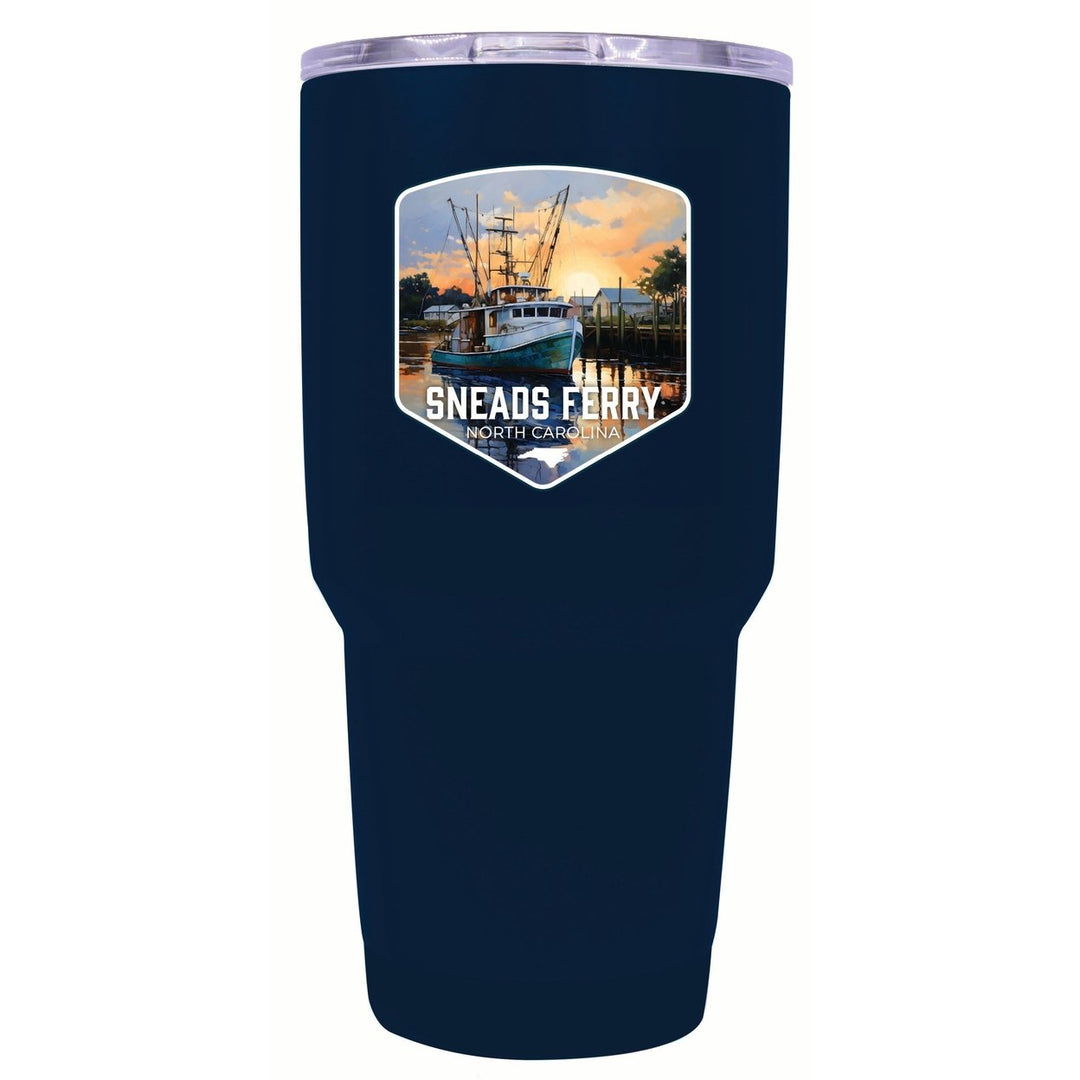 Sneads Ferry North Carolina Shrimp Boat Design Souvenir 24 oz Insulated Stainless Steel Tumbler Image 4