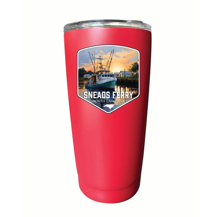 Sneads Ferry North Carolina Shrimp Boat Design Souvenir 16 oz Insulated Tumbler STAINLESS STEEL Image 4