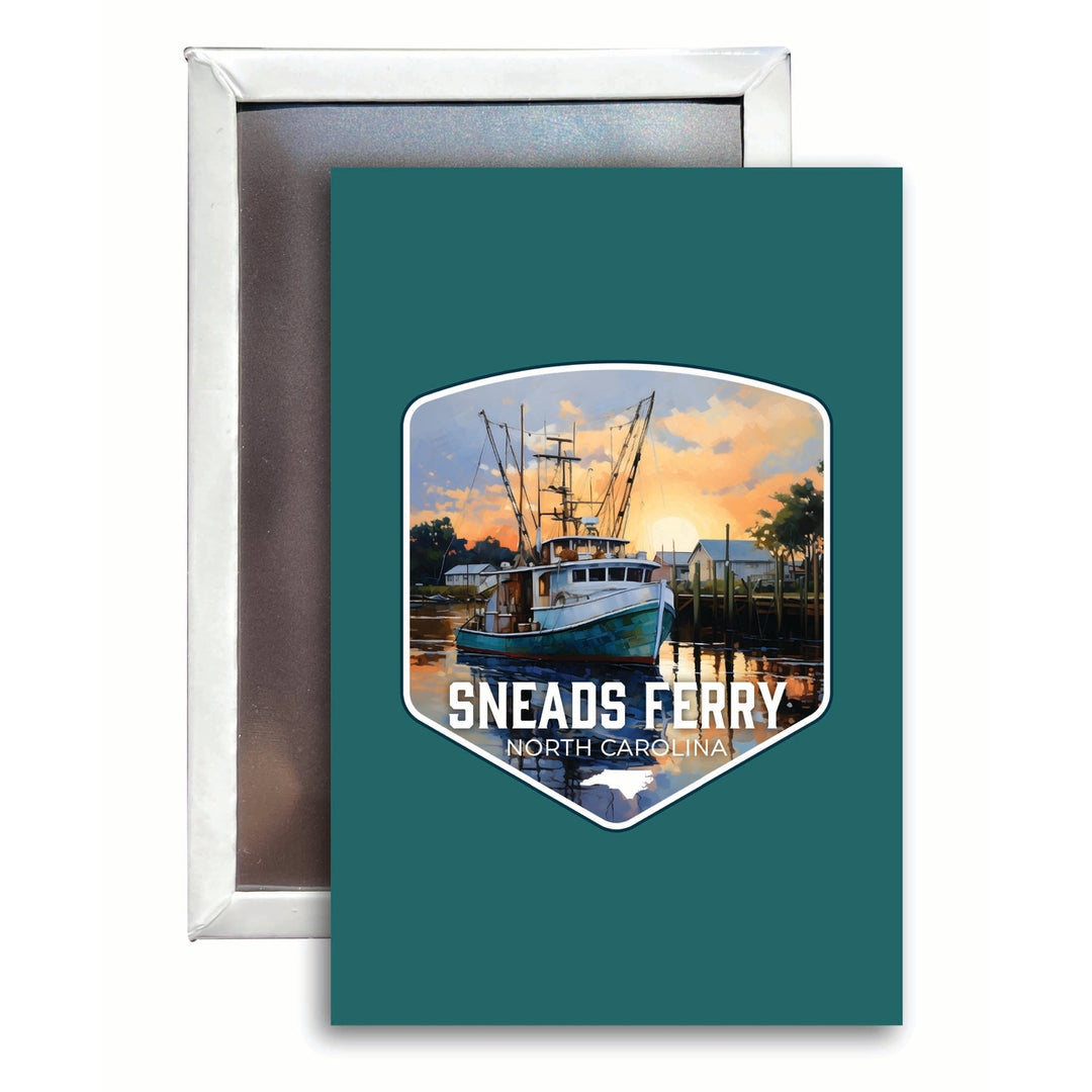 Sneads Ferry North Carolina Shrimp Boat Design Souvenir Refrigerator Magnet 2.5"X3.5" Image 1