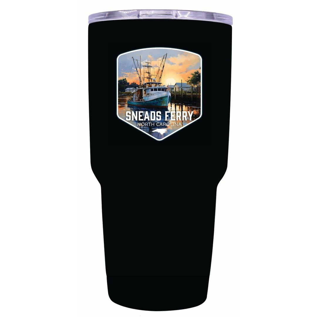 Sneads Ferry North Carolina Shrimp Boat Design Souvenir 24 oz Insulated Stainless Steel Tumbler Image 7