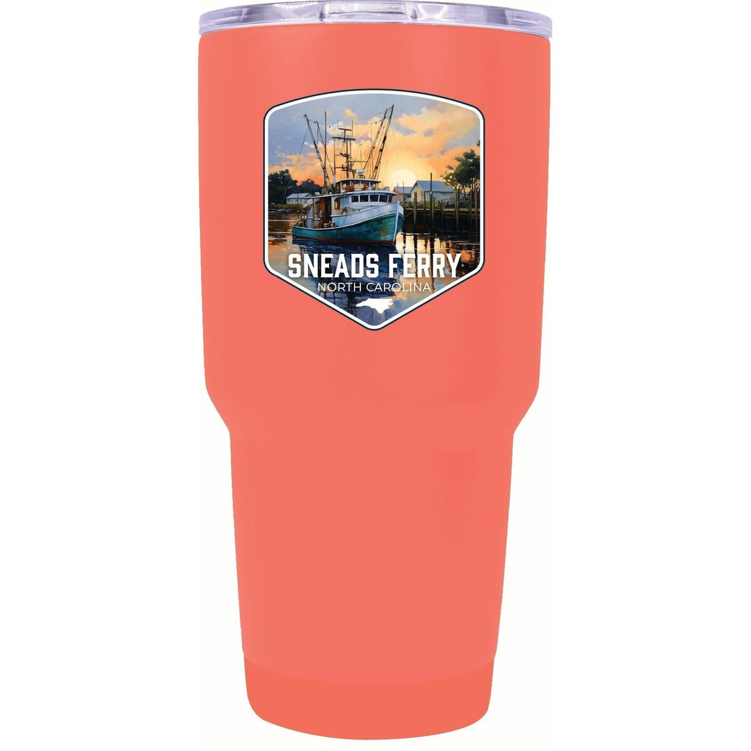 Sneads Ferry North Carolina Shrimp Boat Design Souvenir 24 oz Insulated Stainless Steel Tumbler Image 8