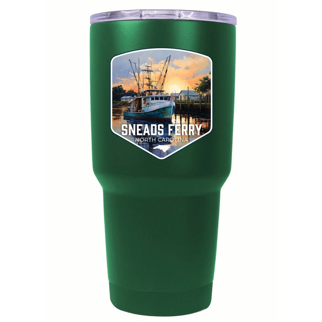 Sneads Ferry North Carolina Shrimp Boat Design Souvenir 24 oz Insulated Stainless Steel Tumbler Image 1