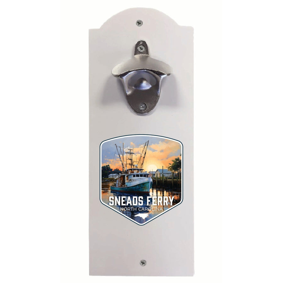 Sneads Ferry North Carolina Shrimp Boat Design Souvenir Wall mounted bottle opener Image 1