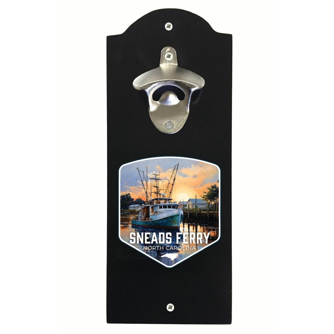 Sneads Ferry North Carolina Shrimp Boat Design Souvenir Wall mounted bottle opener Image 1