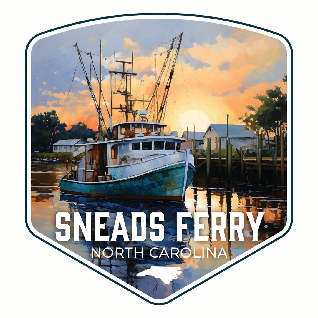 Sneads Ferry North Carolina Shrimp Boat Design Souvenir Vinyl Decal Sticker Image 1