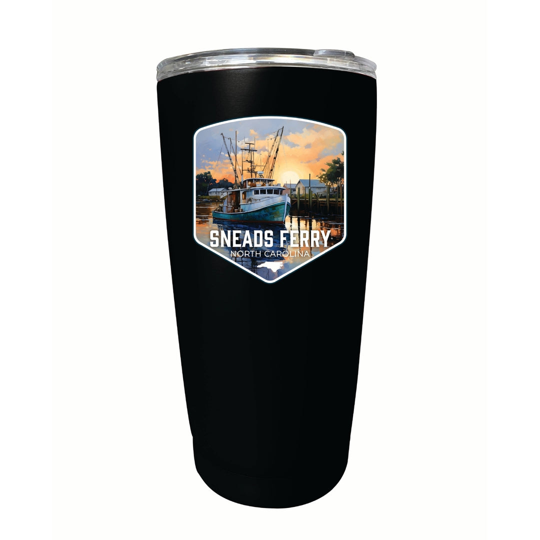 Sneads Ferry North Carolina Shrimp Boat Design Souvenir 16 oz Insulated Tumbler STAINLESS STEEL Image 6