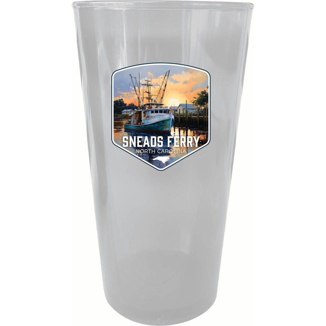 Sneads Ferry North Carolina Shrimp Boat Design Souvenir Plastic 16 oz pint Image 3