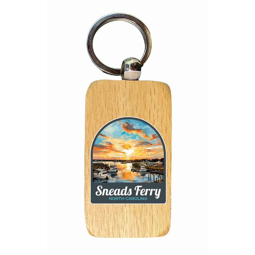 Sneads Ferry North Carolina Sunset over Bay Design Souvenir 2.5x1-Inch Souvenir Wooden Keychain Image 1