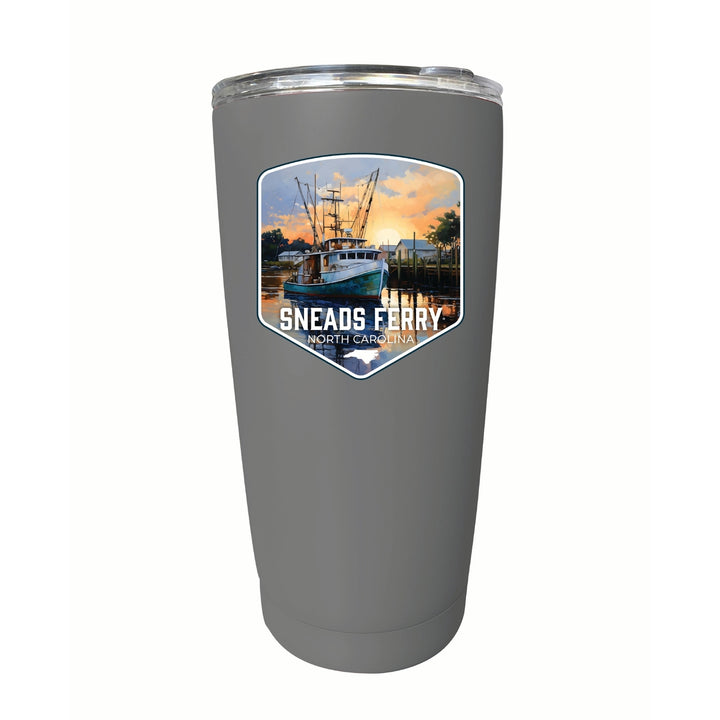 Sneads Ferry North Carolina Shrimp Boat Design Souvenir 16 oz Insulated Tumbler STAINLESS STEEL Image 8