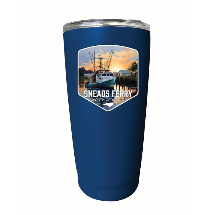 Sneads Ferry North Carolina Shrimp Boat Design Souvenir 16 oz Insulated Tumbler STAINLESS STEEL Image 1