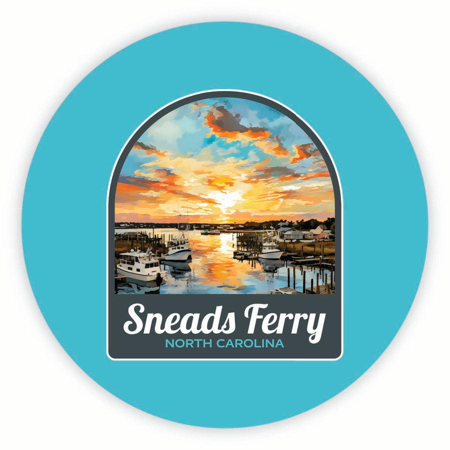 Sneads Ferry North Carolina Sunset over Bay Design Souvenir Round Vinyl Decal Sticker Image 1