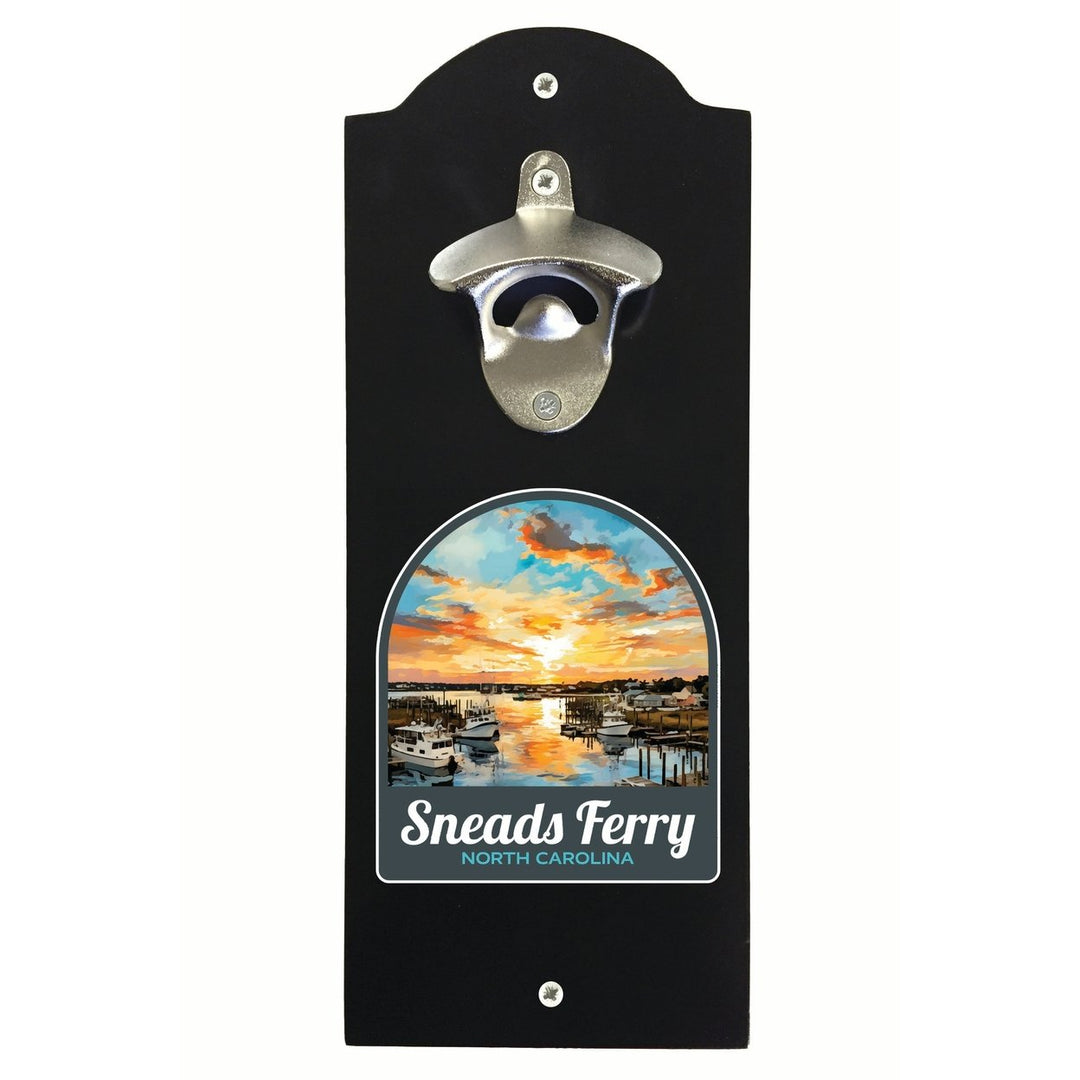 Sneads Ferry North Carolina Sunset over Bay Design Souvenir Wall mounted bottle opener Image 1