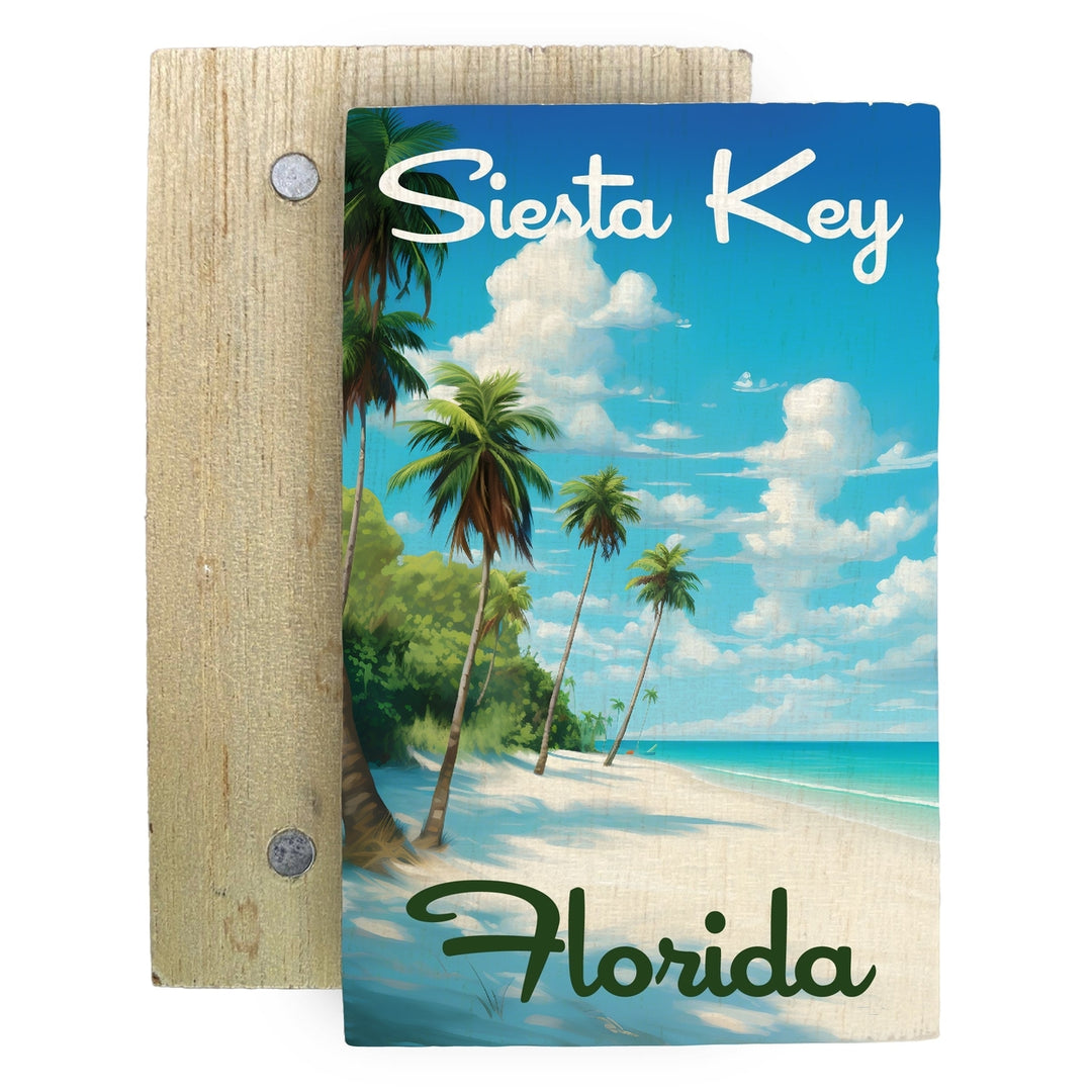 Siesta Key Beach Florida Tropical Beach Design Souvenir Wooden 2" x 3" Fridge Magnet Image 1