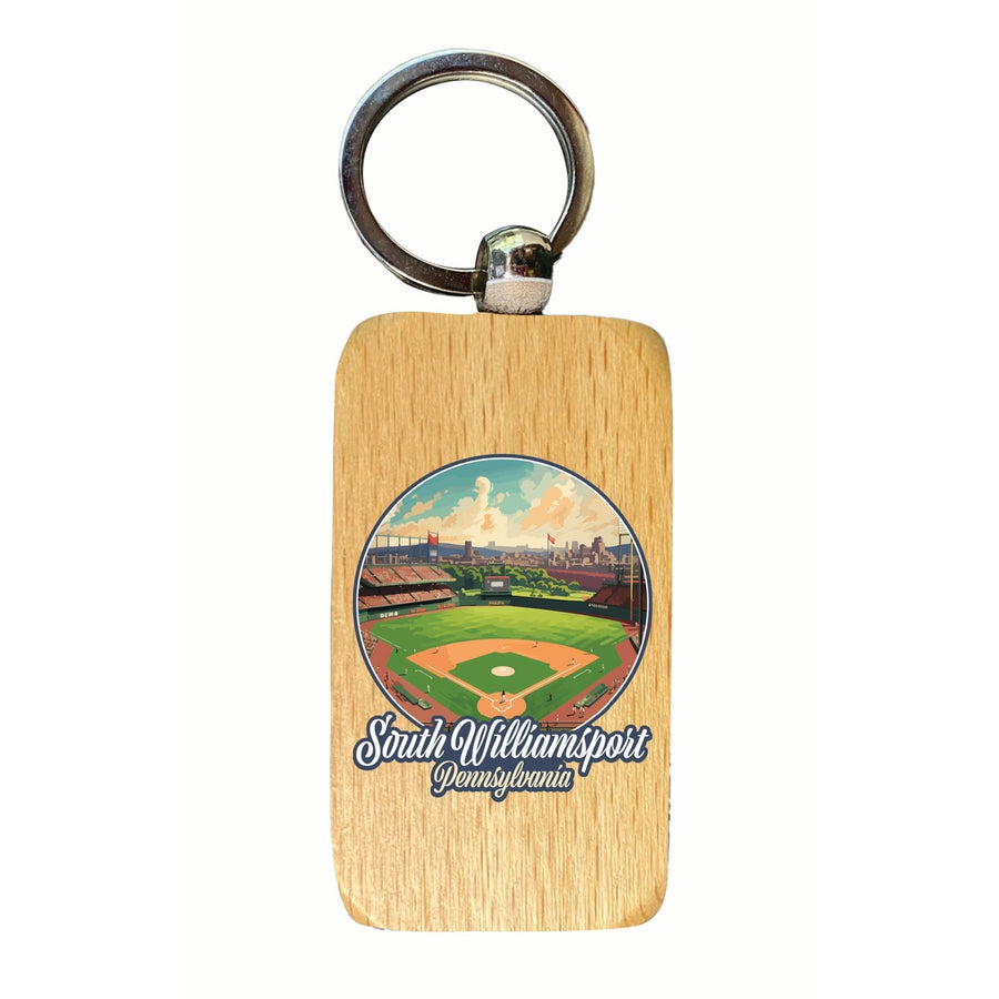 South Williamsport Pennsylvania Baseball Diamond Design Souvenir 2.5x1-Inch Souvenir Wooden Keychain Image 1