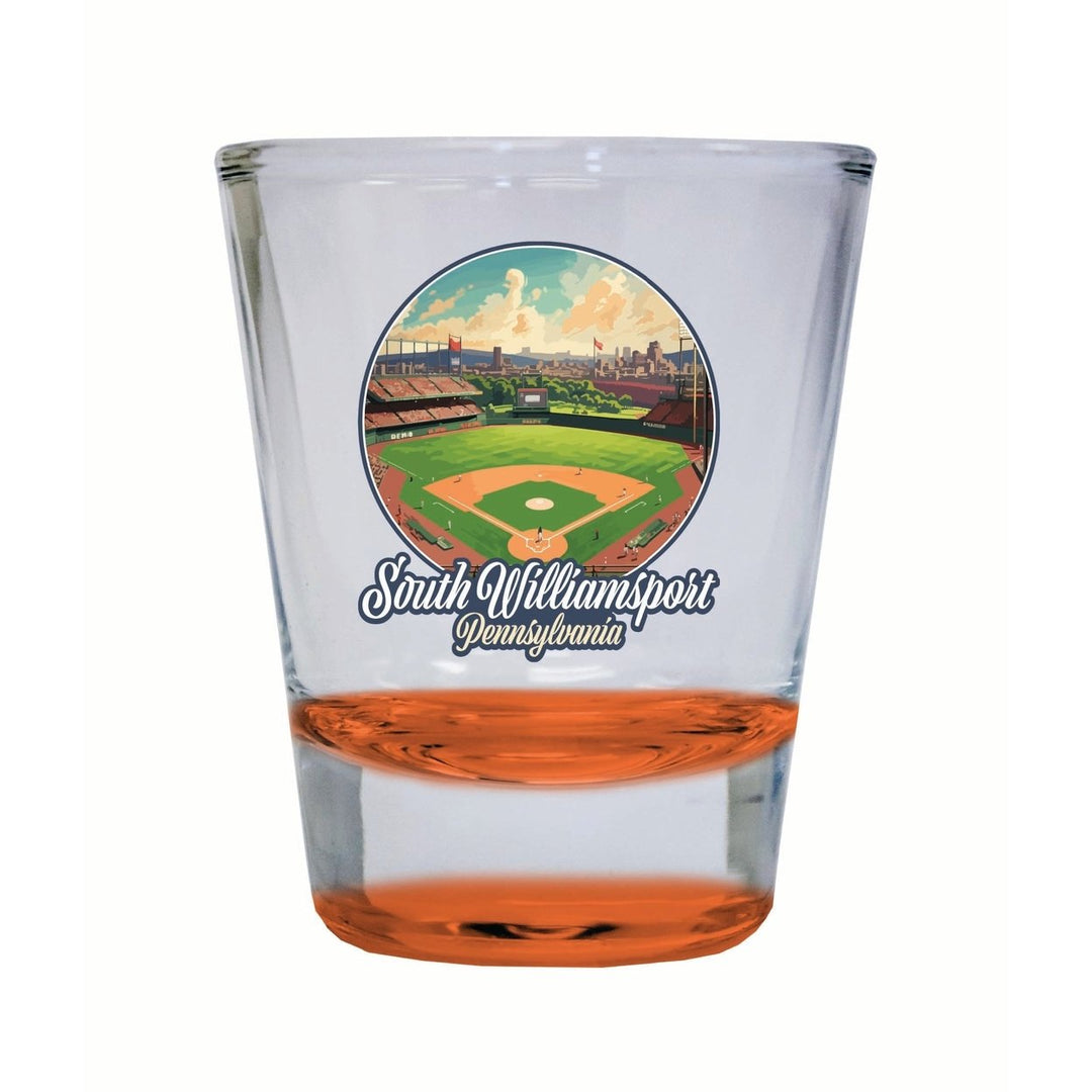 South Williamsport Pennsylvania Baseball Diamond Design Souvenir 2 Ounce Shot Glass Round Image 1