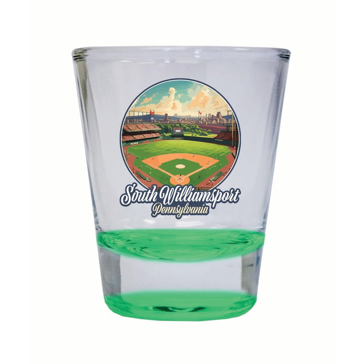 South Williamsport Pennsylvania Baseball Diamond Design Souvenir 2 Ounce Shot Glass Round Image 4