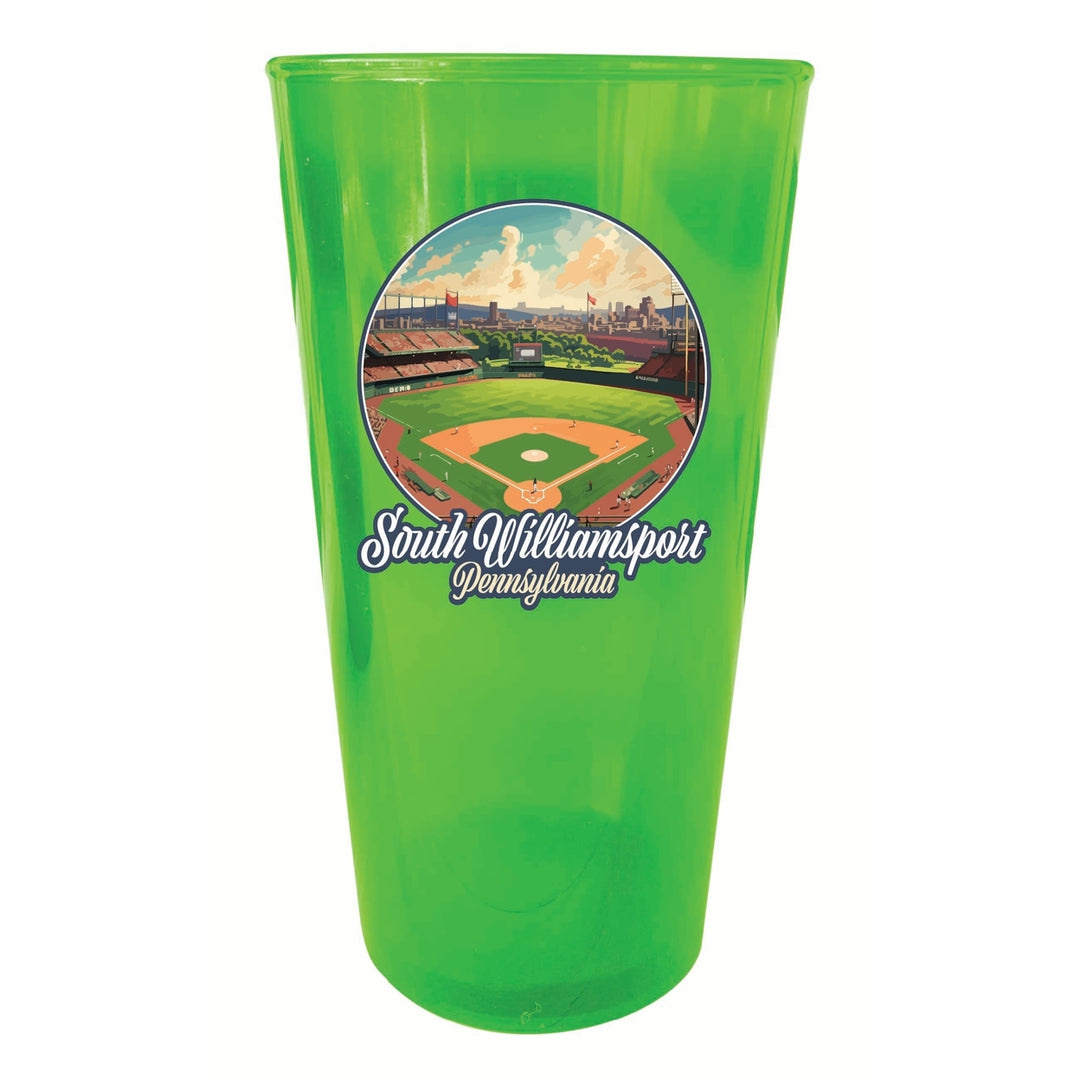 South Williamsport Pennsylvania Baseball Diamond Design Souvenir Plastic 16 oz pint Image 2