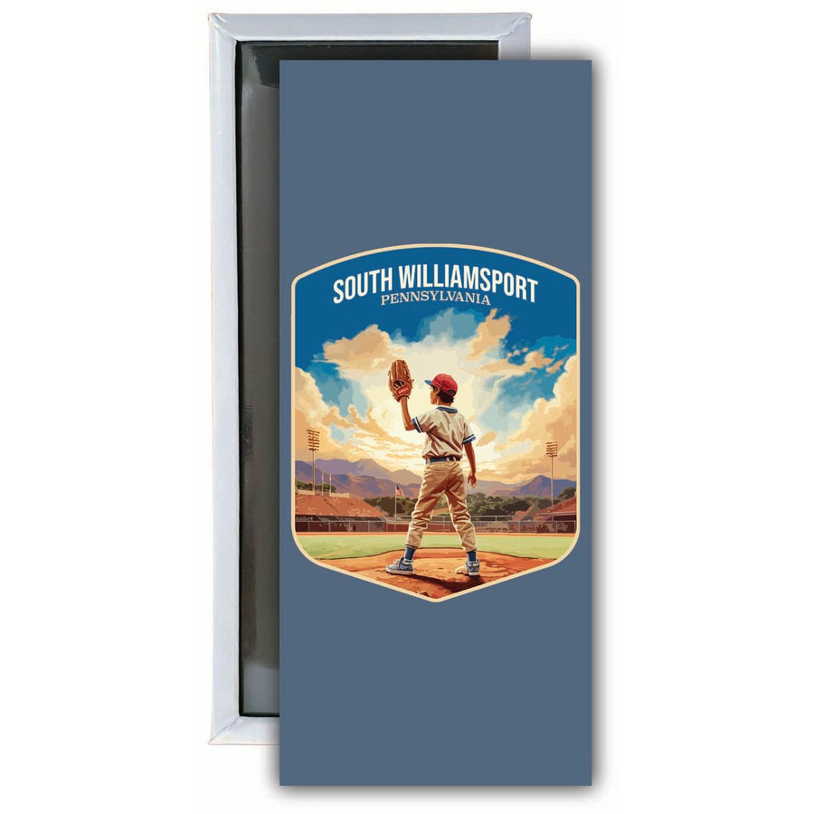 South Williamsport Pennsylvania Baseball Pitcher Design Souvenir Fridge Magnet 4.75 x 2 Inch Image 1