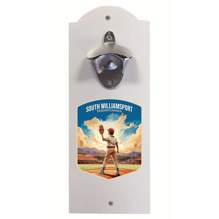 South Williamsport Pennsylvania Baseball Pitcher Design Souvenir Wall mounted bottle opener Image 1