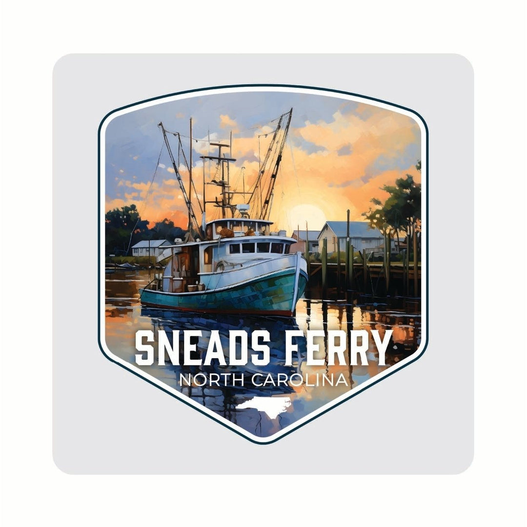 Sneads Ferry North Carolina Shrimp Boat Design Souvenir 4x4-Inch Coaster Acrylic 4 Pack Image 1