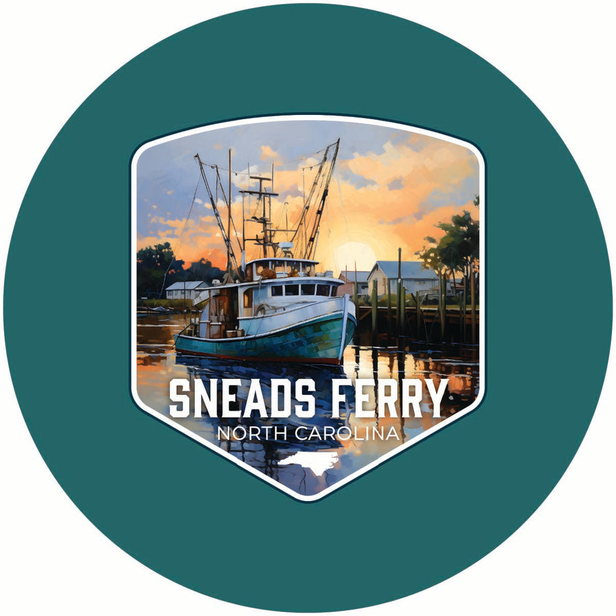 Sneads Ferry North Carolina Shrimp Boat Design Souvenir Coaster Paper 4 Pack Image 1