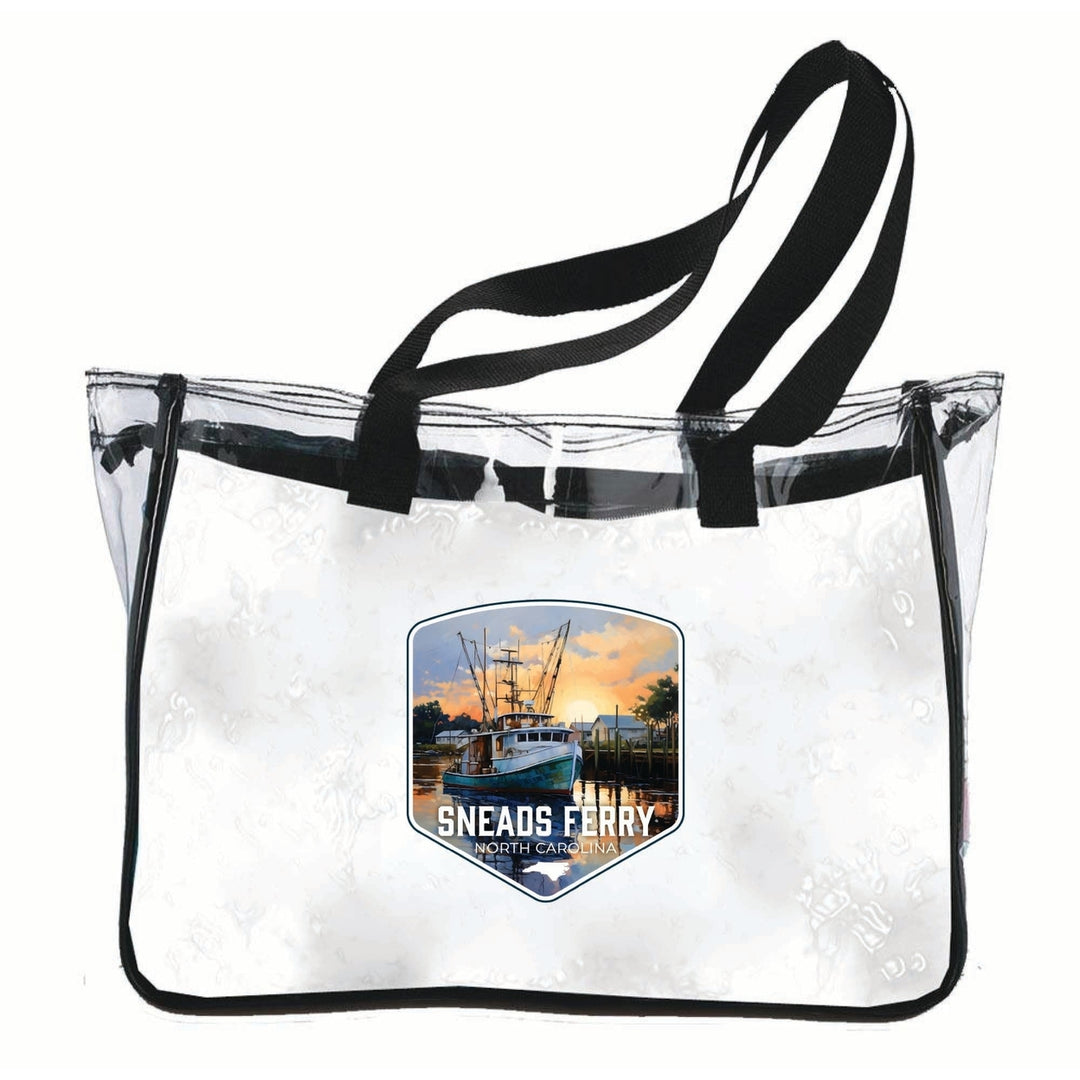 Sneads Ferry North Carolina Shrimp Boat Design Souvenir Clear Tote Bag Image 1