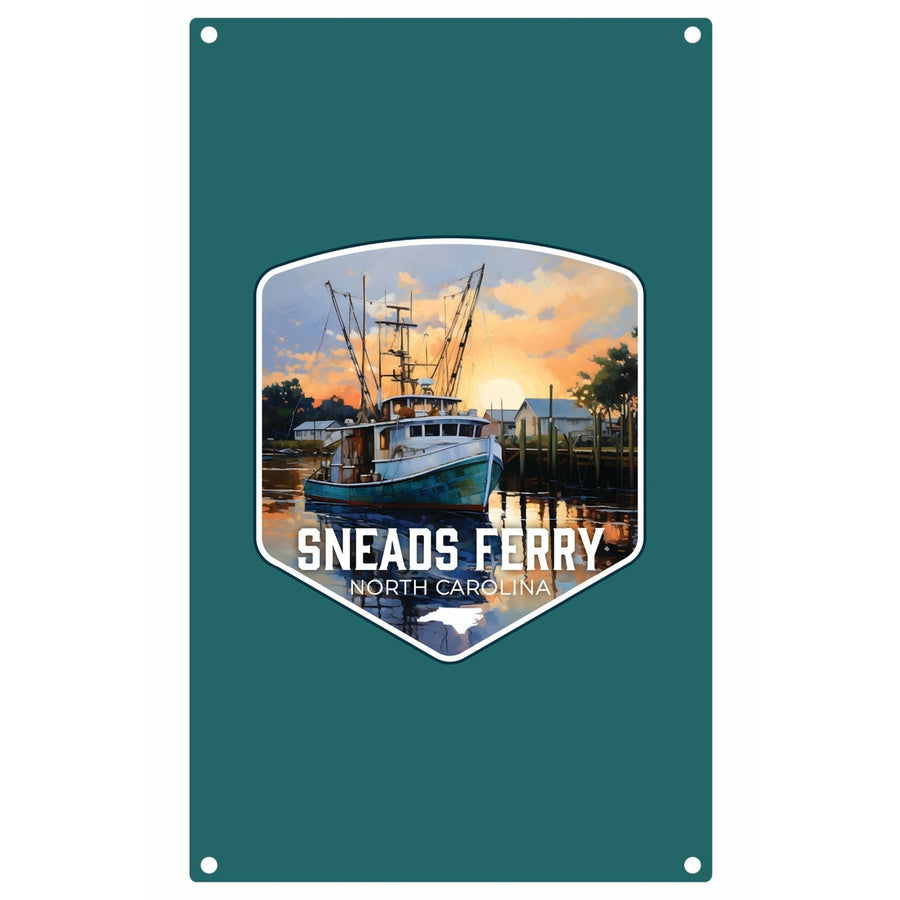 Sneads Ferry North Carolina Shrimp Boat Design Souvenir Metal Sign 9 x 15 Image 1