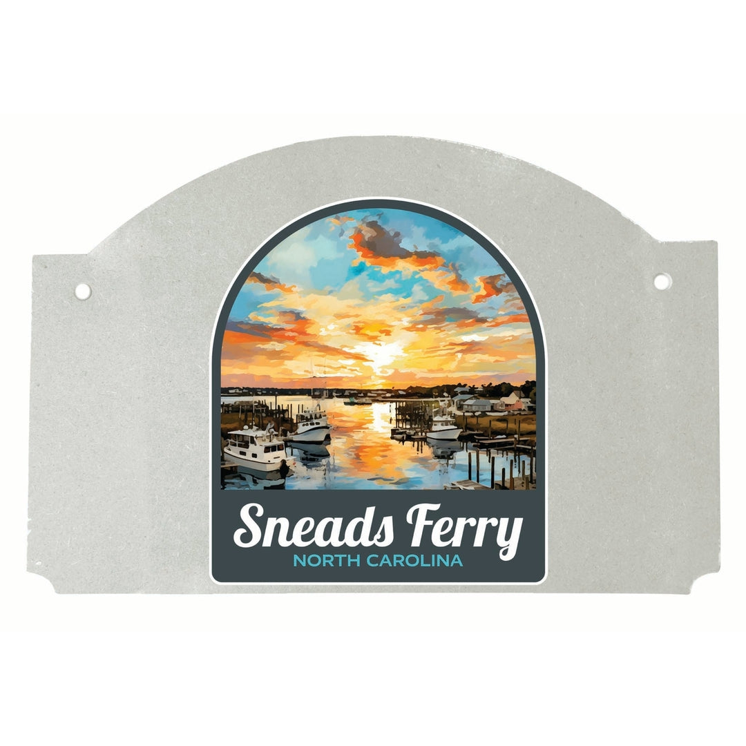 Sneads Ferry North Carolina Sunset over Bay Design Souvenir Wood sign flat with string Image 1