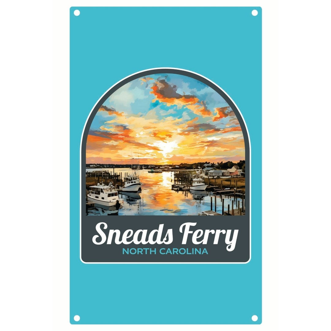 Sneads Ferry North Carolina Sunset over Bay Design Souvenir Metal Sign 9 x 15 Image 1