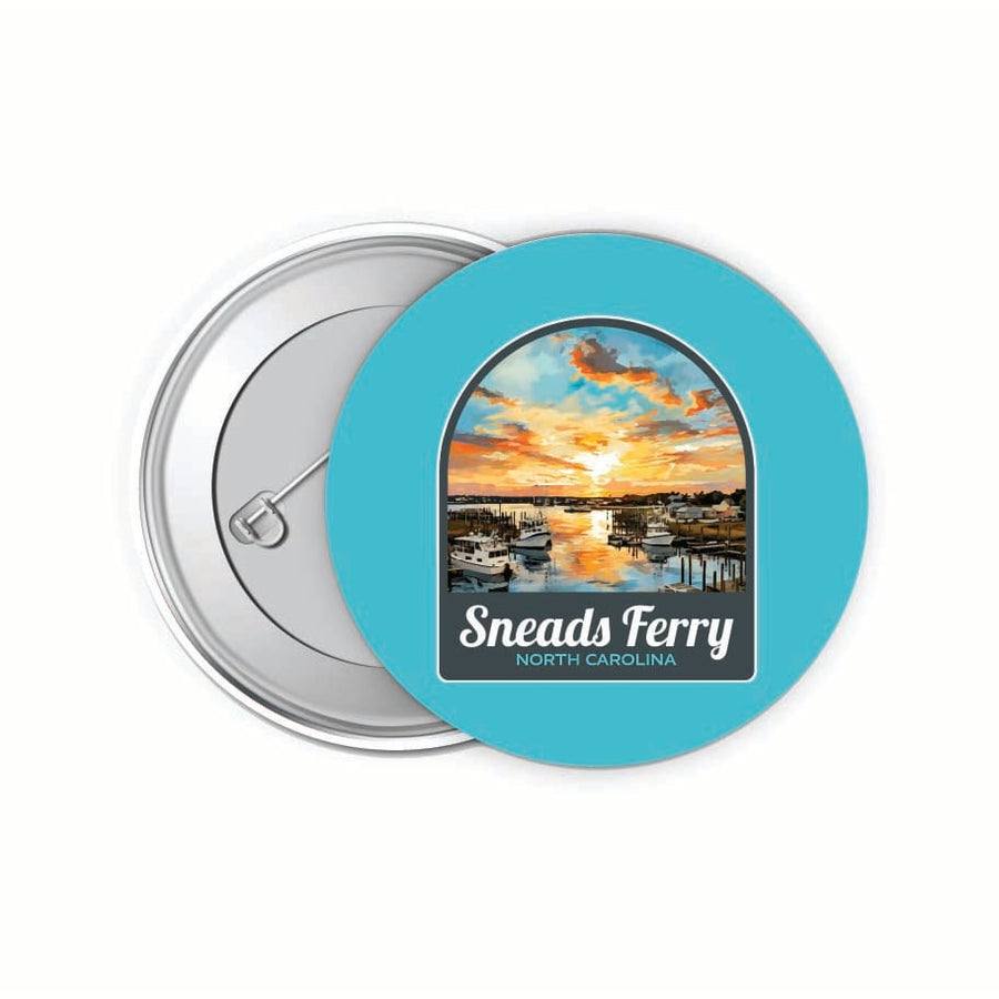 Sneads Ferry North Carolina Sunset over Bay Design Souvenir Small 2-Inch Button Pin 4 Pack Image 1