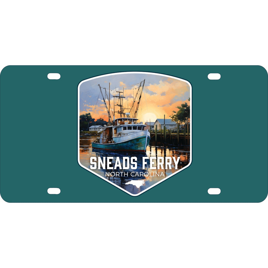 Sneads Ferry North Carolina Shrimp Boat Design Souvenir Mini Metal License Plate 4.75 x 2.25 inch Image 1