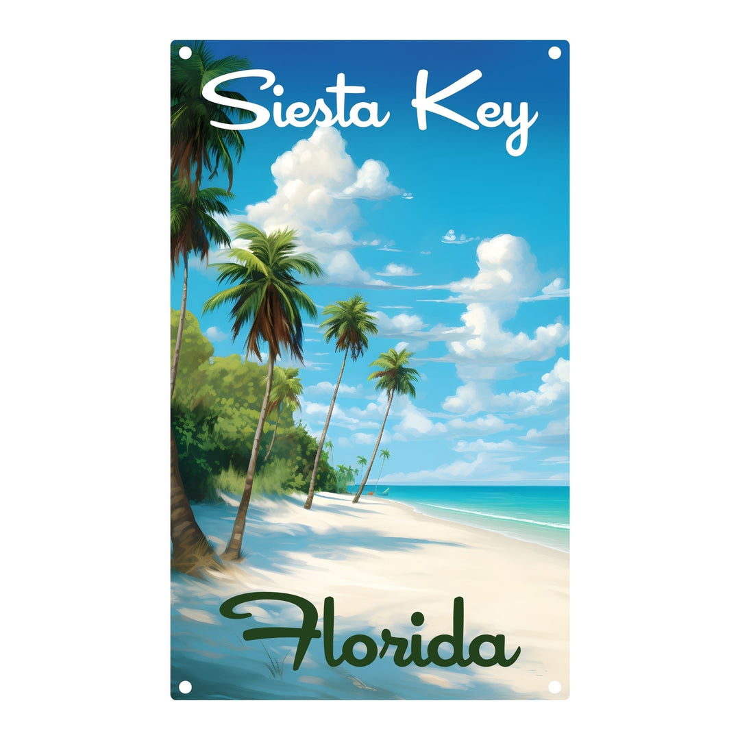 Siesta Key Beach Florida Tropical Beach Design Souvenir Metal Sign 9 x 15 Image 1