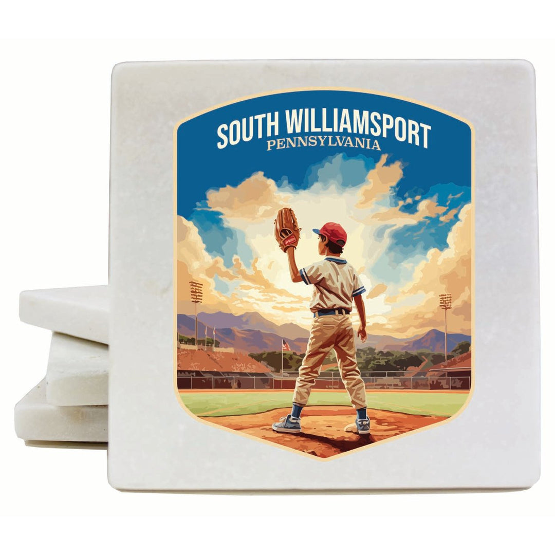 South Williamsport Pennsylvania Baseball Pitcher Design Souvenir 4x4-Inch Coaster Marble 4 Pack Image 1