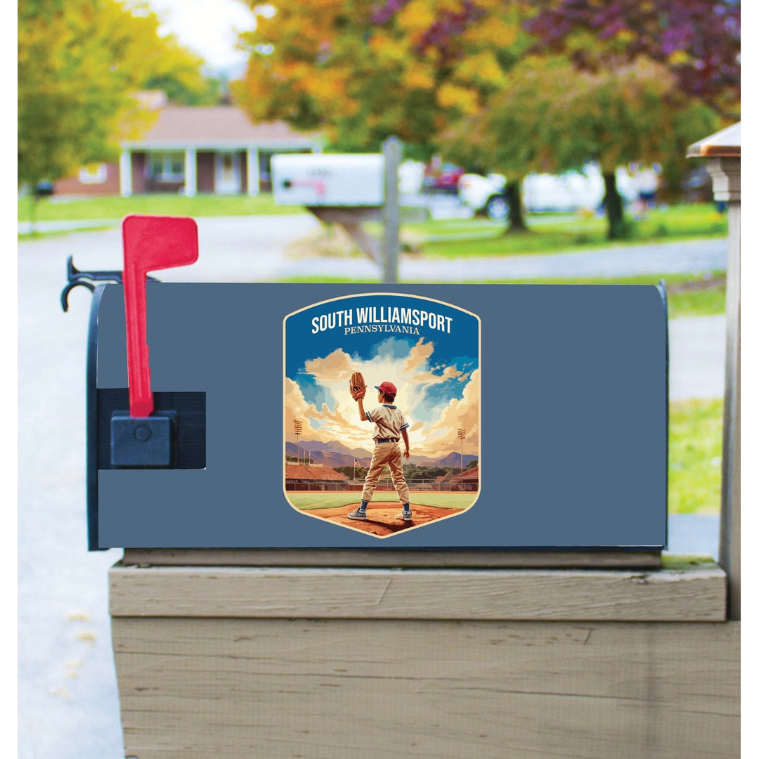 South Williamsport Pennsylvania Baseball Pitcher Design Souvenir Magnetic Mailbox Cover Image 1